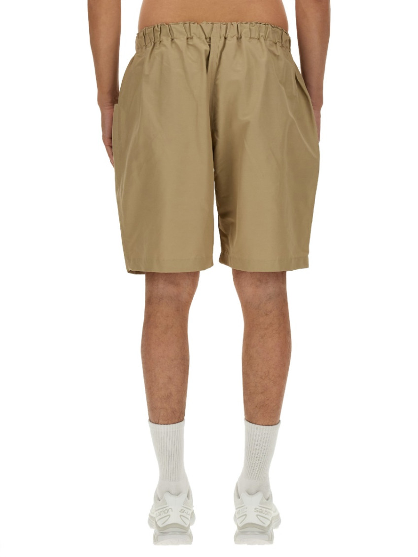 Beige Solid Shorts