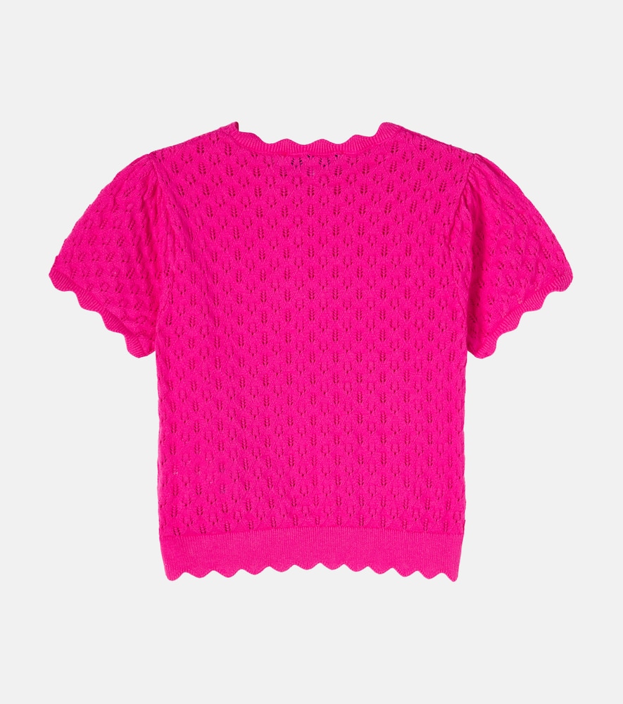 Scalloped pointelle cotton sweater