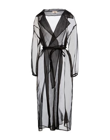 Woman Overcoat & Trench Coat Black Size 6 Silk