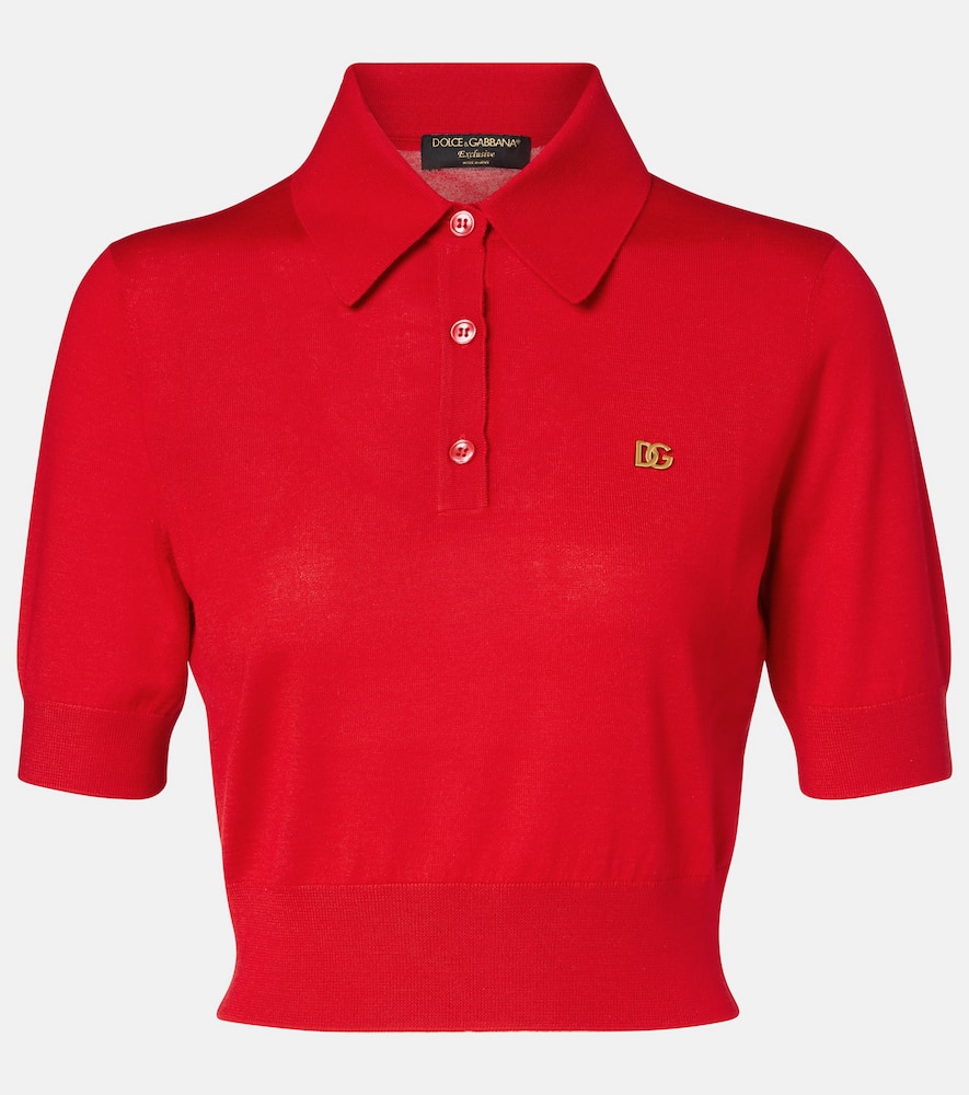 Knitted cashmere and silk polo shirt