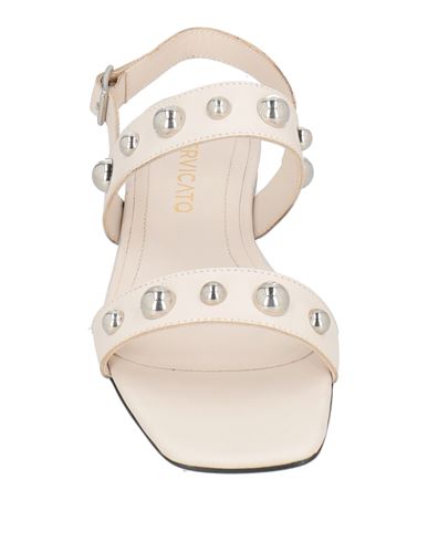 Woman Sandals Cream Size 6 Leather