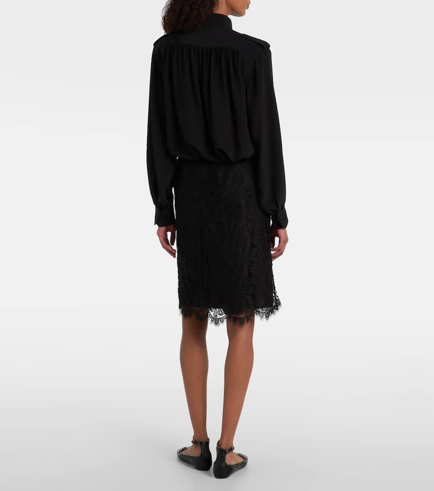 Chloé Floral cotton-blend lace midi skirt