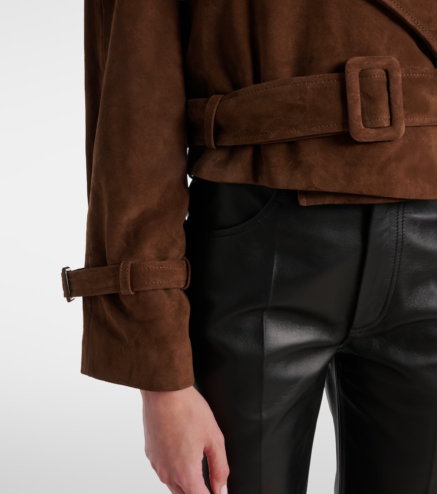 Hatti belted cropped suede jacket