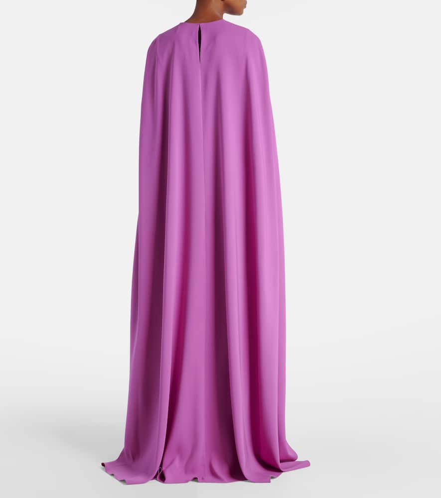 Caped silk-blend gown