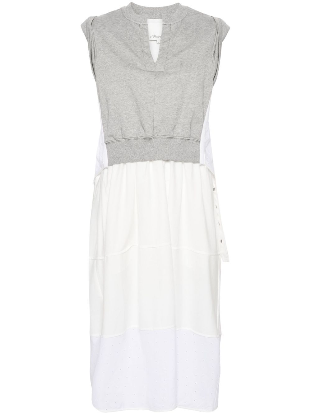 Layered jersey-panel midi dress - Grey