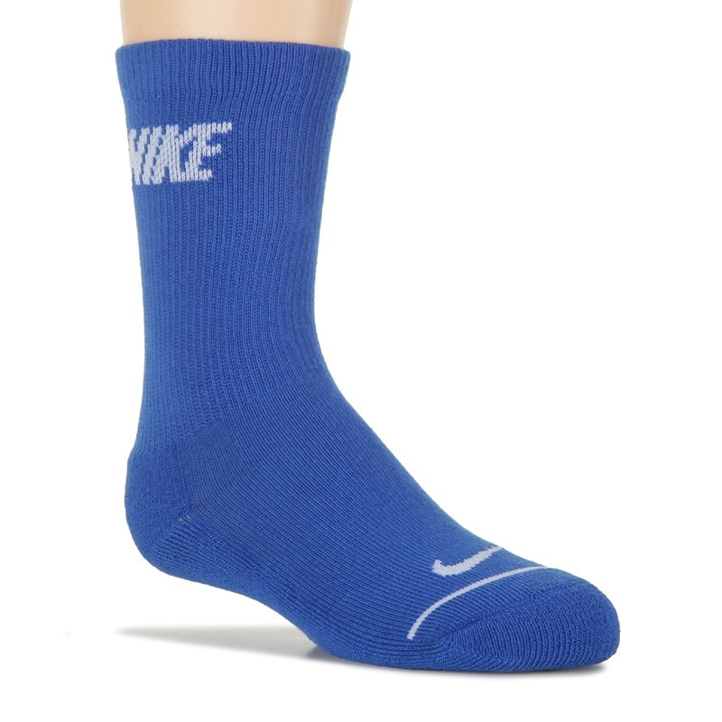 Kids' 6 Pack Youth X-Small Cushioned Crew Socks (Red/Grey/White/Blue Assorted)