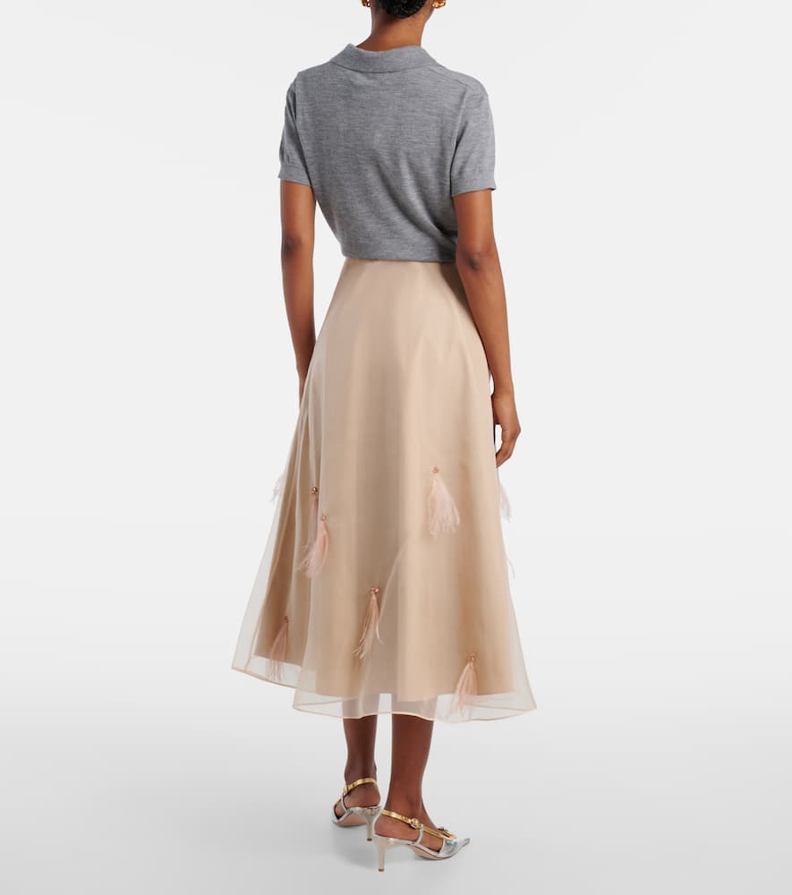 Sheer Volumes silk organza midi skirt