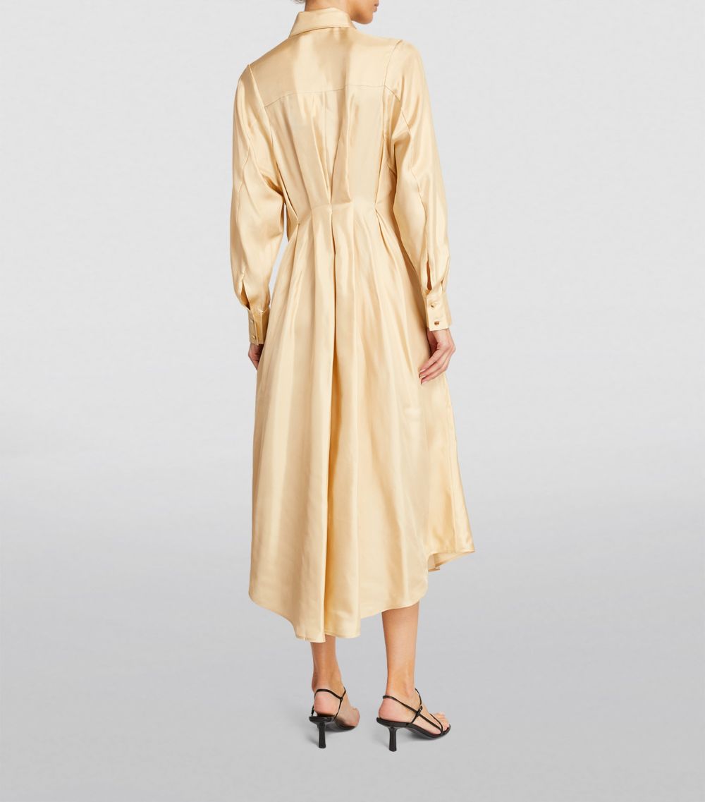 Silk Draped Shirt Dress