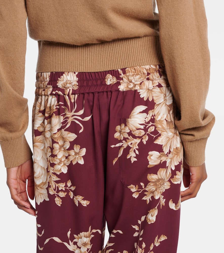 Floral silk-blend wide-leg pants