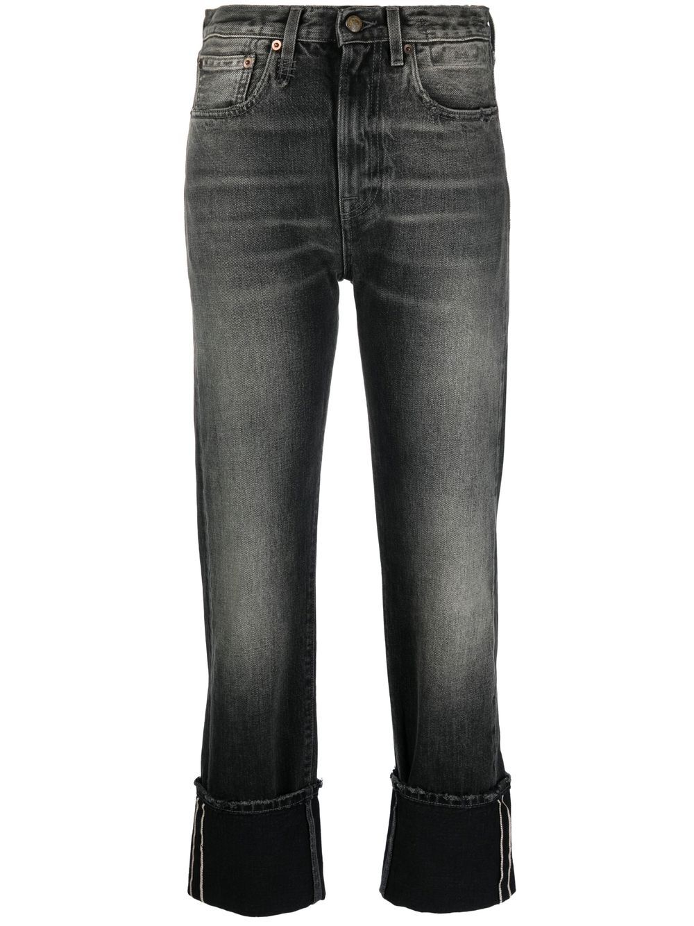 Light-wash straight-leg jeans - Black