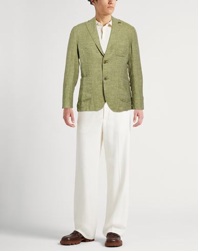 Man Blazer Green Size 40 Linen