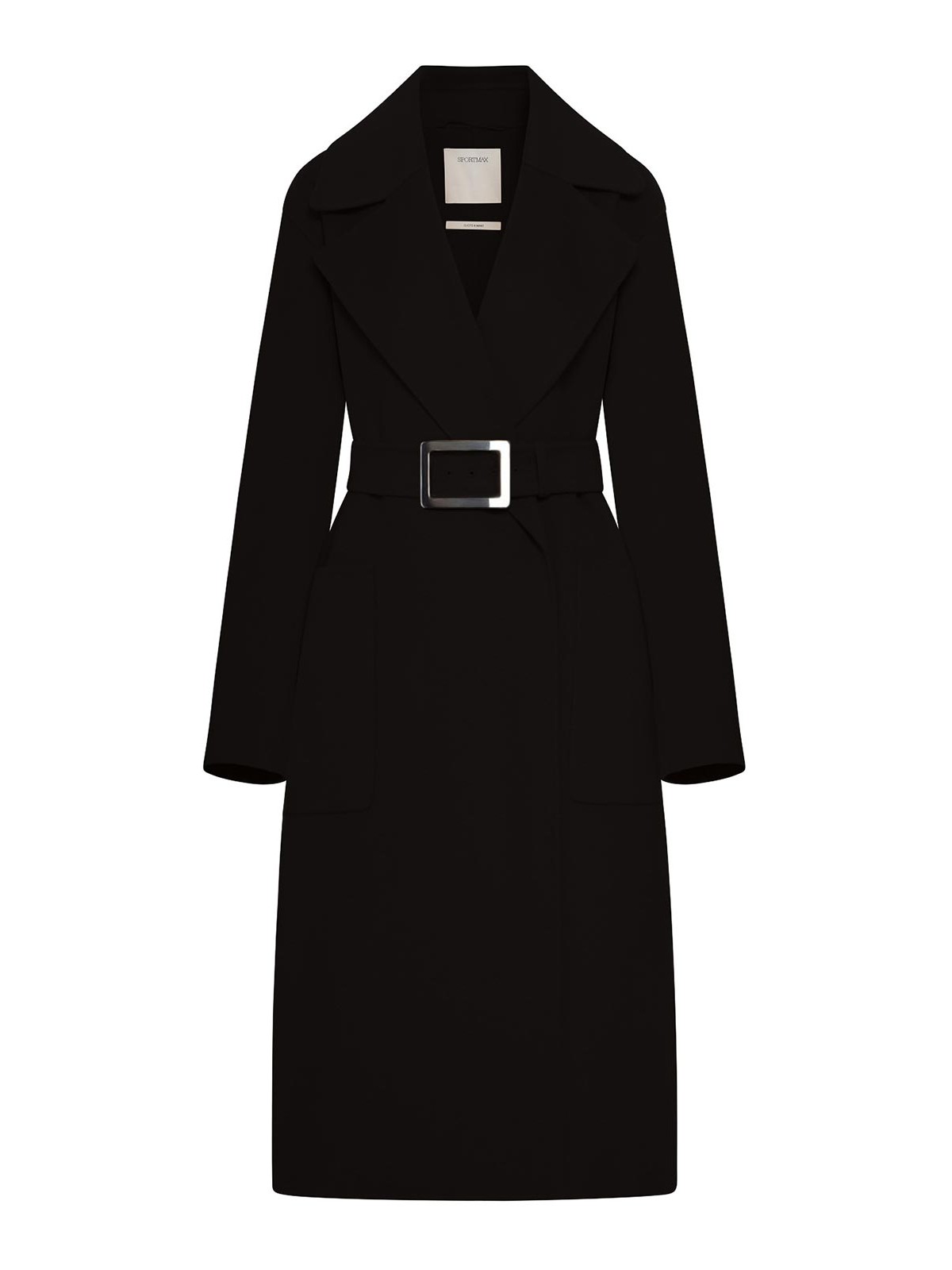 Black Cose Coat With Belt On Waist