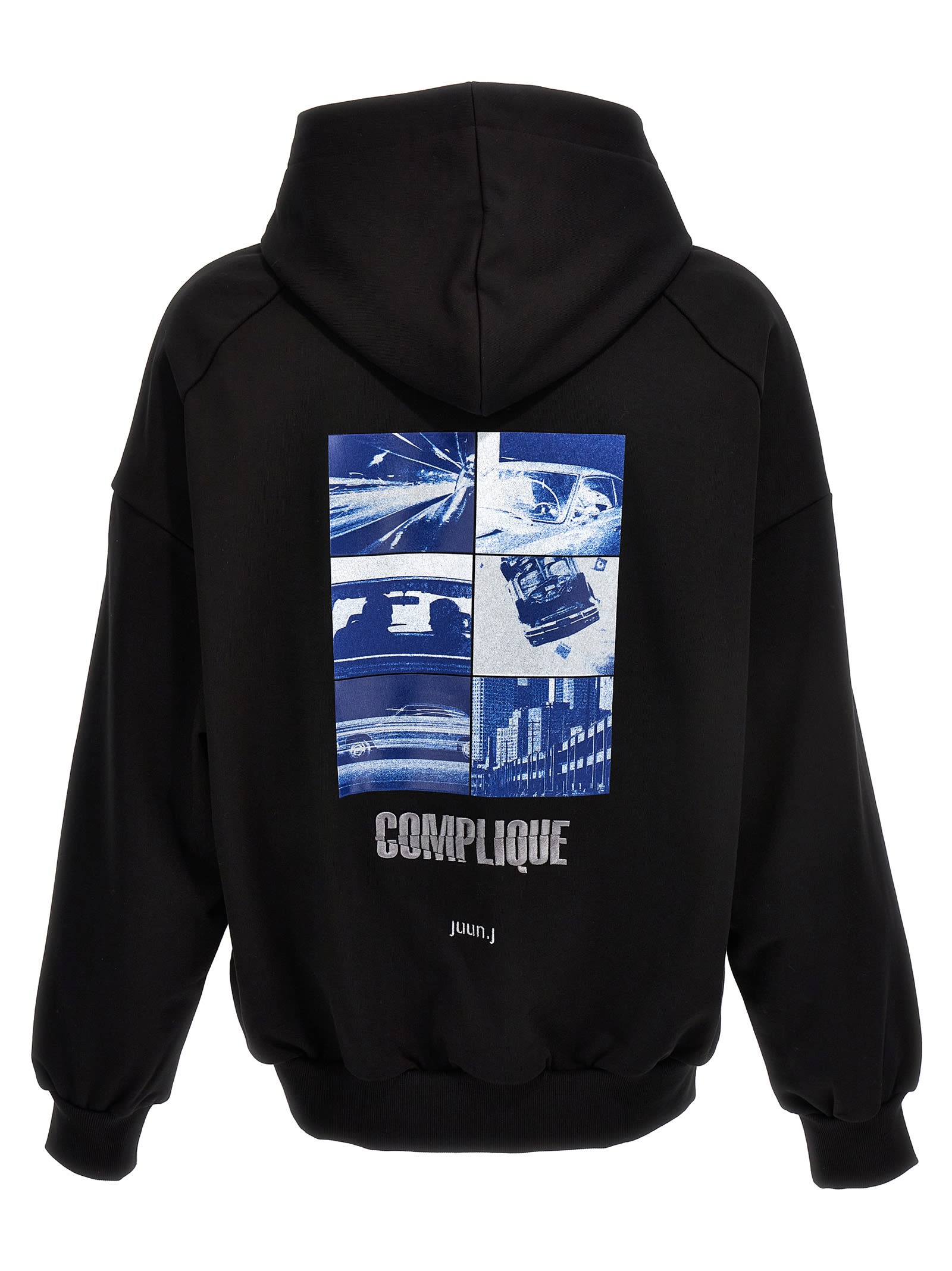 Drawstring cotton hoodie - Black