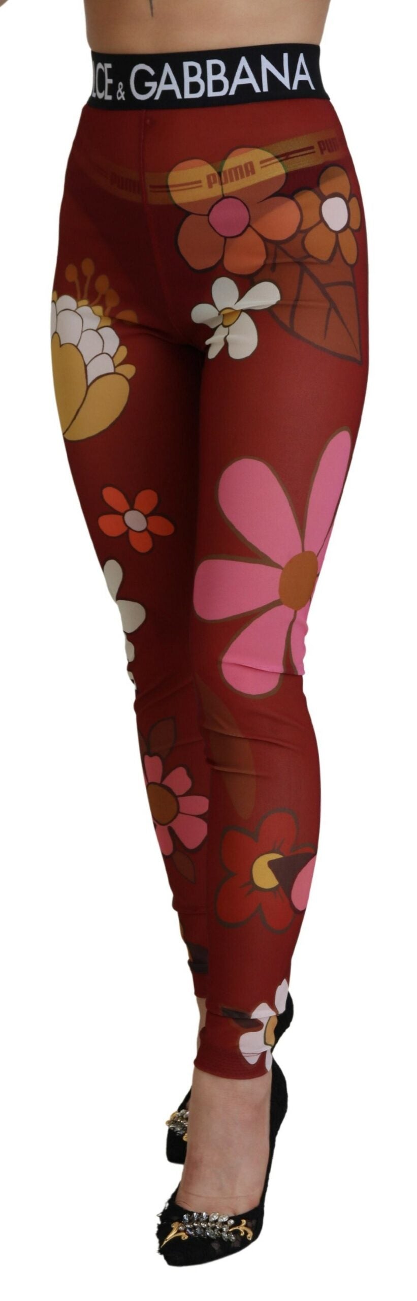 Floral Print Leggings — Red