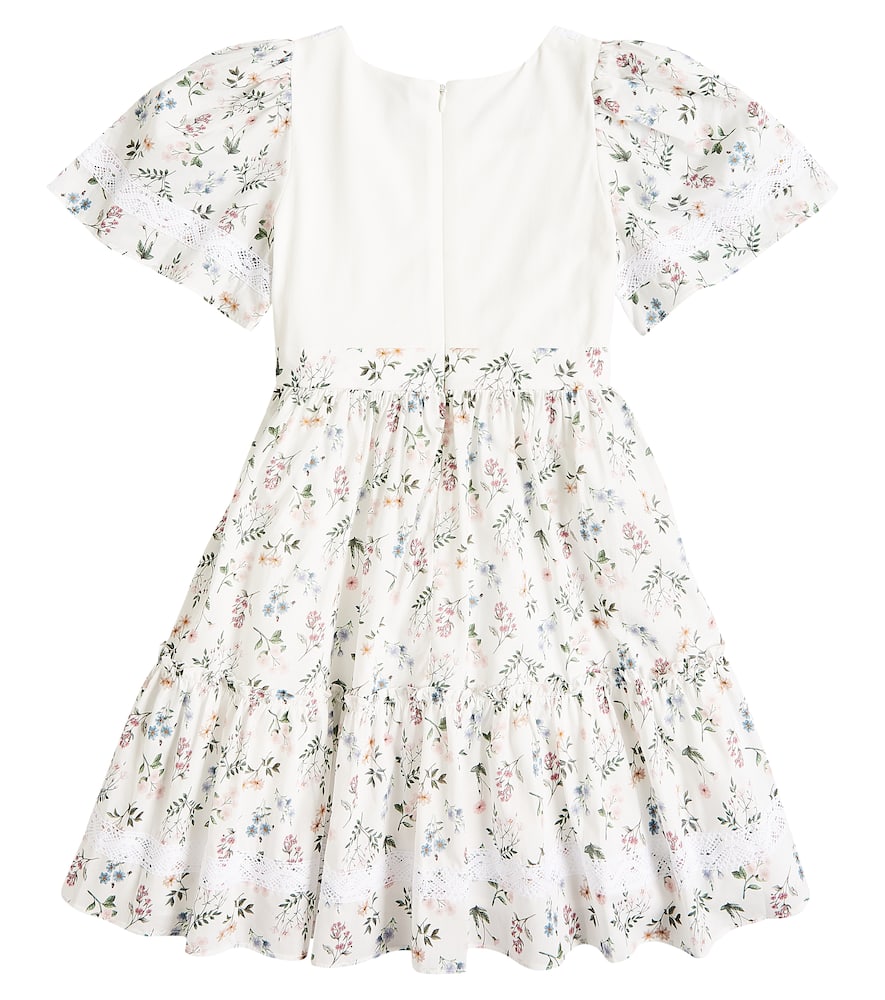 Patachou Floral lace-trimmed cotton-blend dress