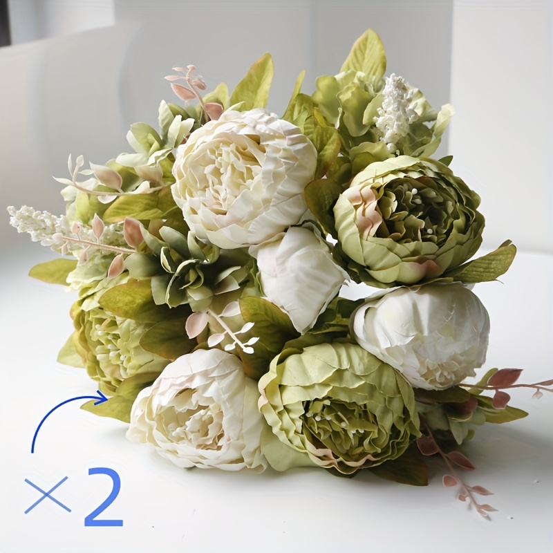 TEMU A Bunch/13 Artificial Flowers, Vintage Artificial Peonies Peony Flowers And For Wedding , Beautiful Floral Centerpiece Arransynthetic