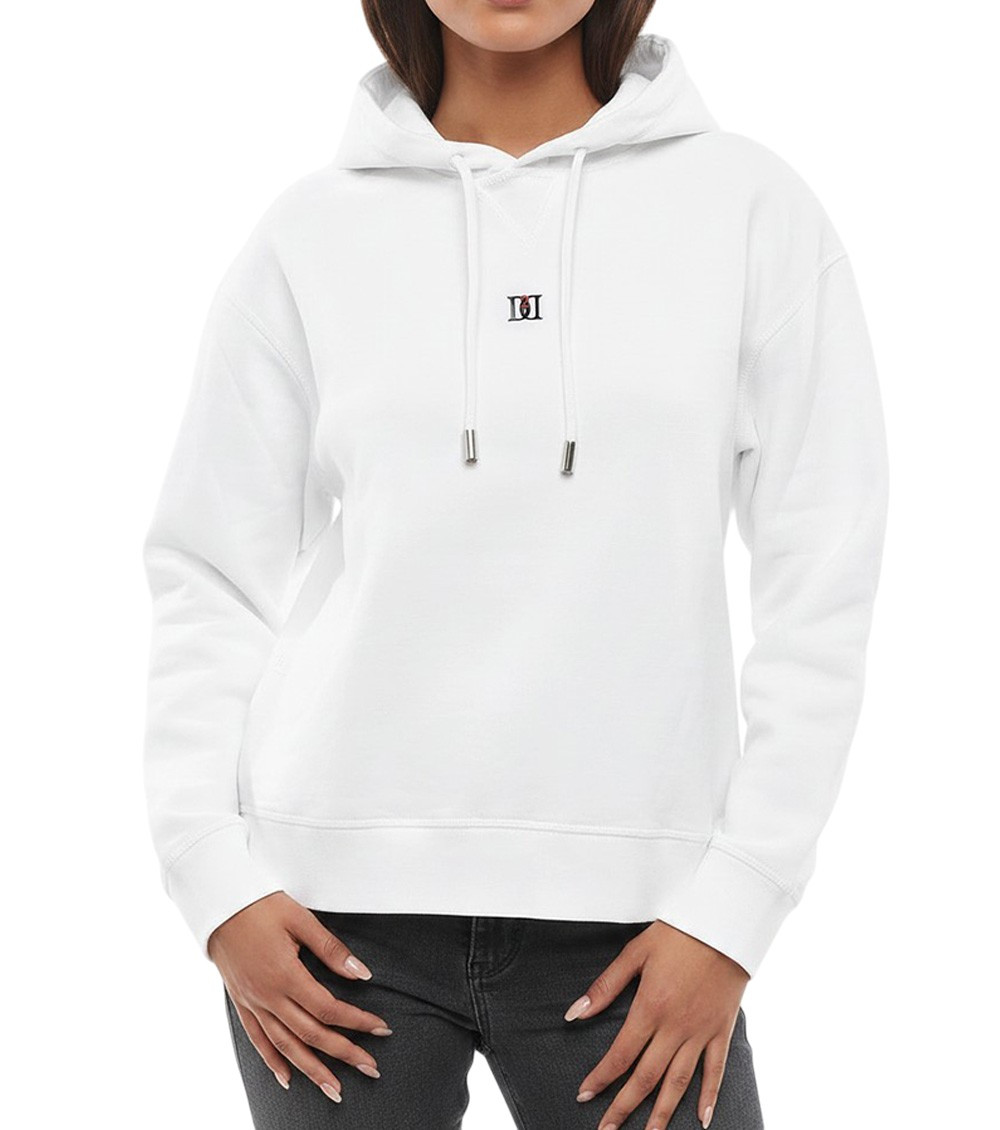 White Logo Hood Sweatshirt