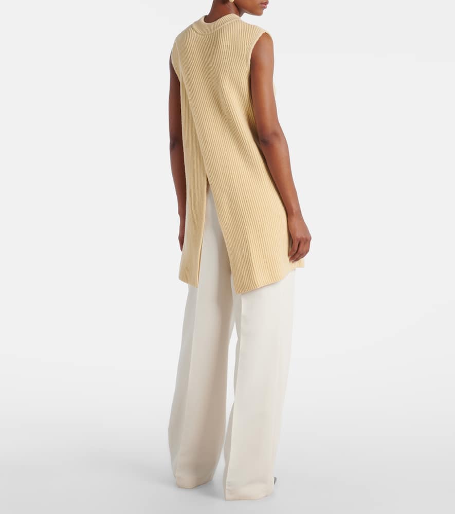 Oversized ribbed-knit wool vest