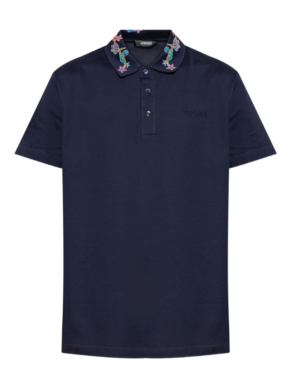 Versace logo-embroidered polo shirt - Blue