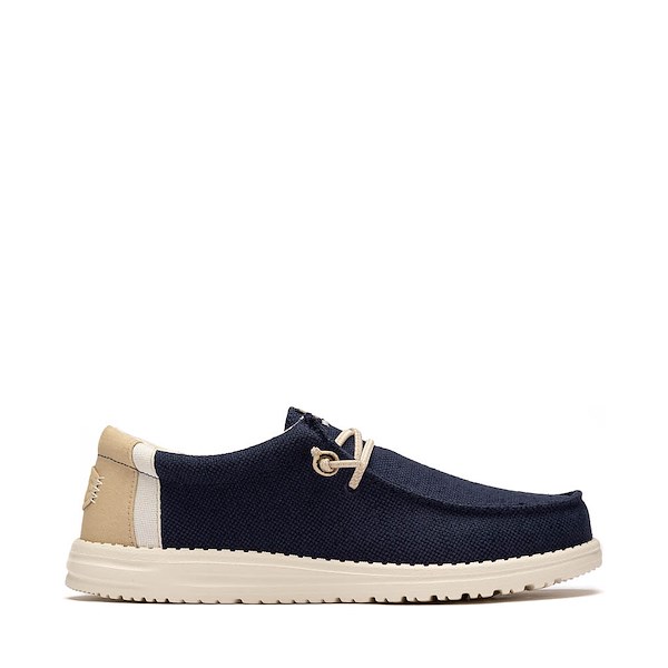 Mens HEYDUDE Wally Break Stitch Casual Shoe - Navy / Safari / White