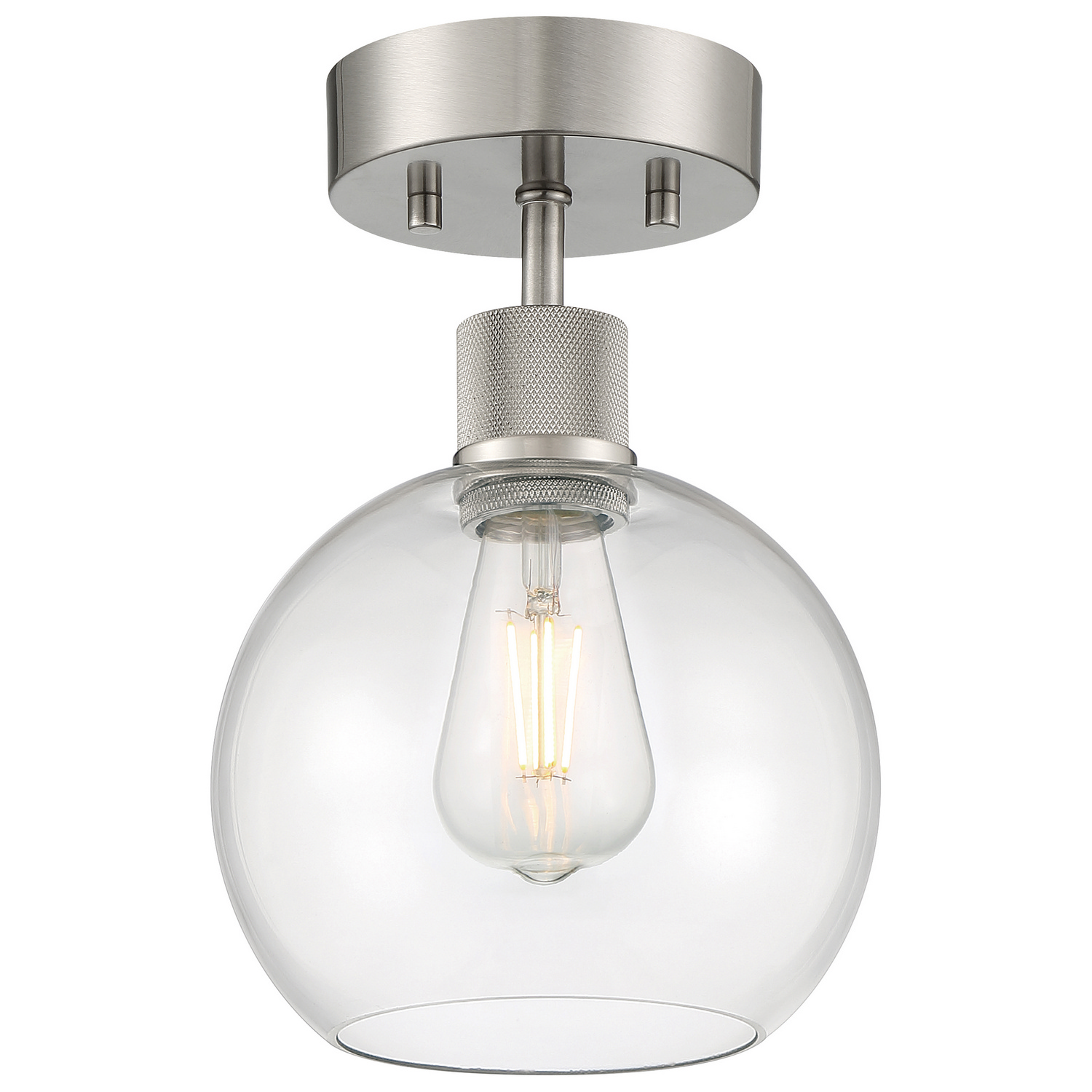 Brushed Steel LED Semi Flush Mount from the Port Nine Burgundy Collection