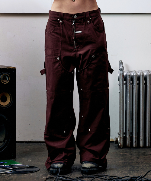 OPEN DOUBLE KNEE PANTS BURGUNDY