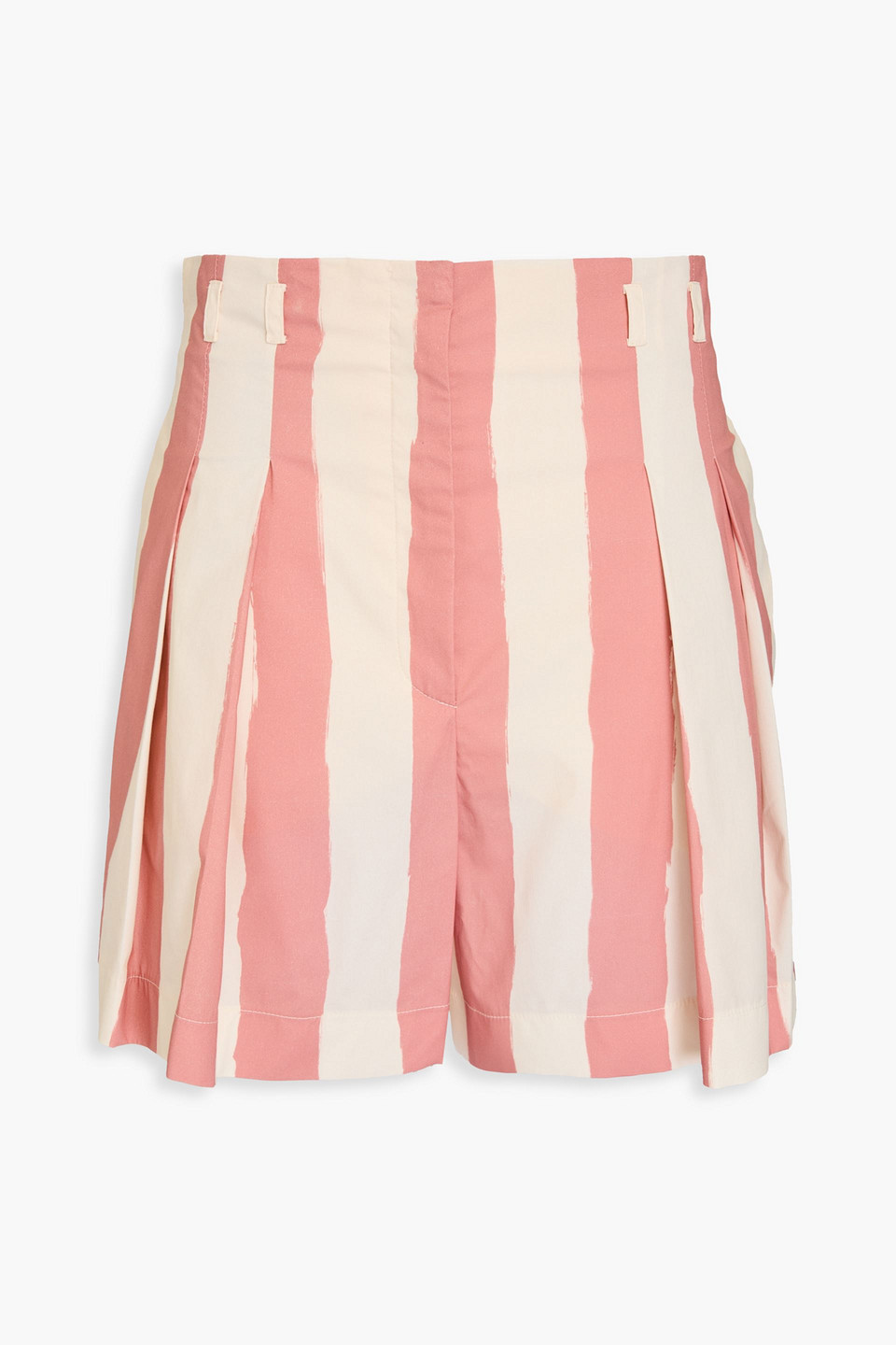 Philosophy di Lorenzo Serafini - Pleated striped cotton-blend poplin shorts - Pink - IT 36