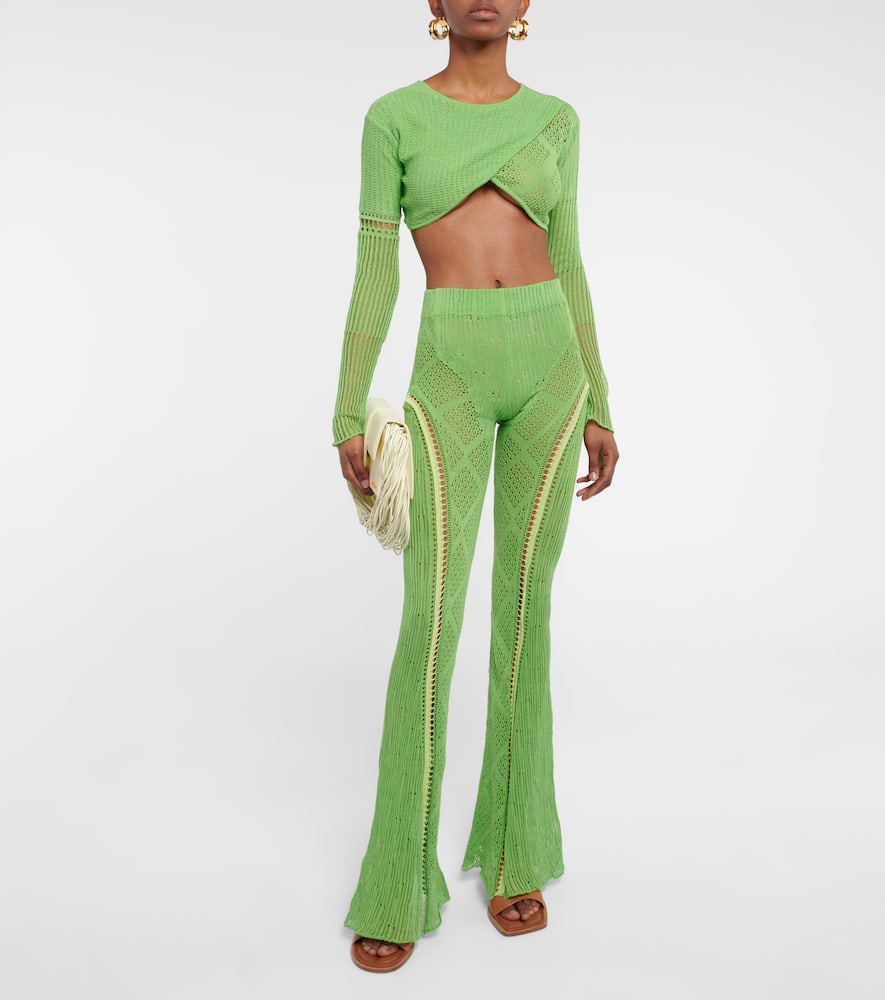 Disco high-rise flared cotton pants