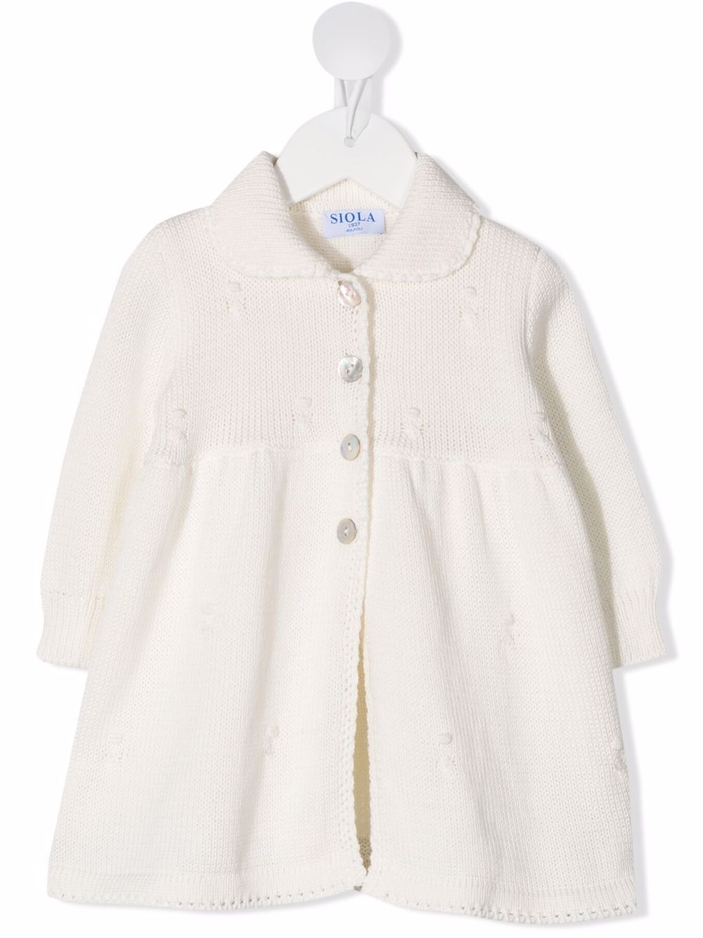 Elvira collared knitted coat - Neutrals