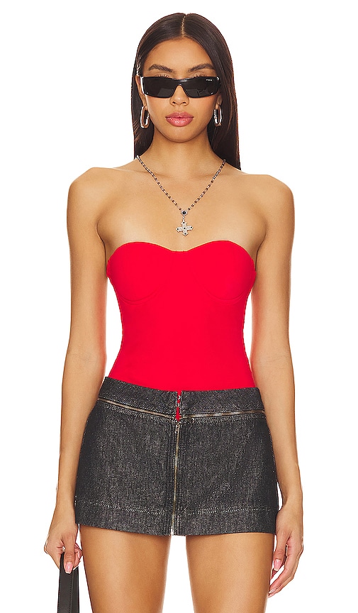 Superdown Stef Bustier Bodysuit in Red. - L also in