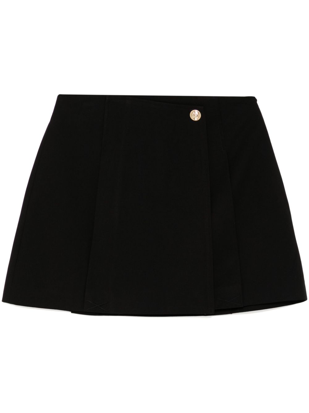Logo embossed button A-line skirt - Black
