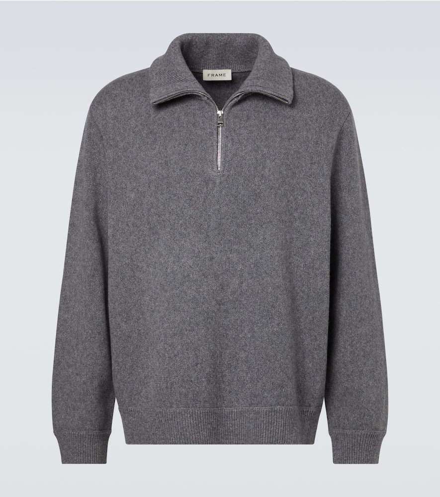 Wool and cotton half-zip sweater
