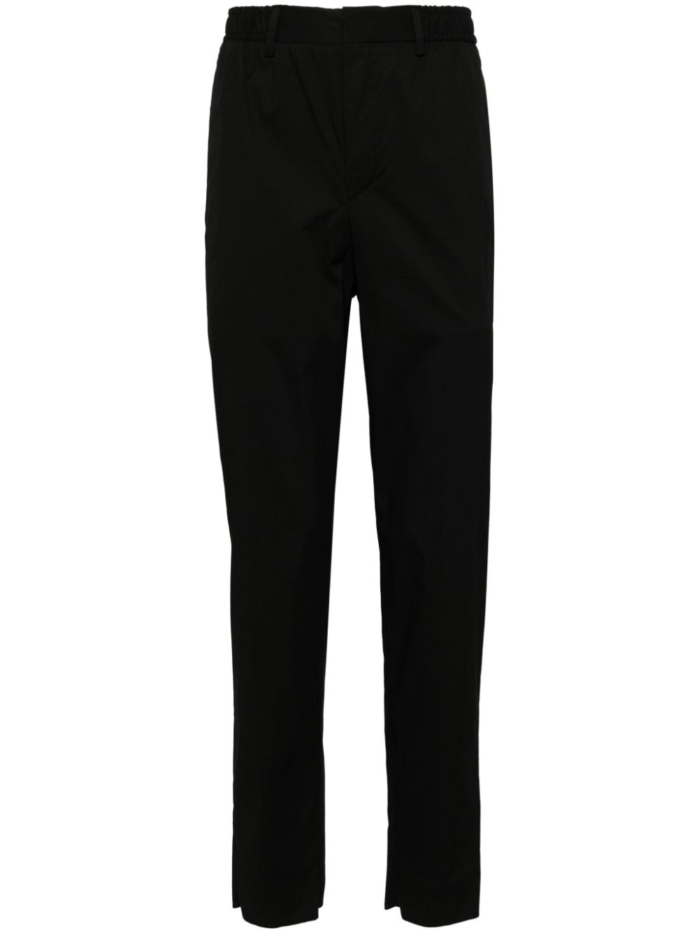 Elasticated-waistband straight-leg trousers - Black