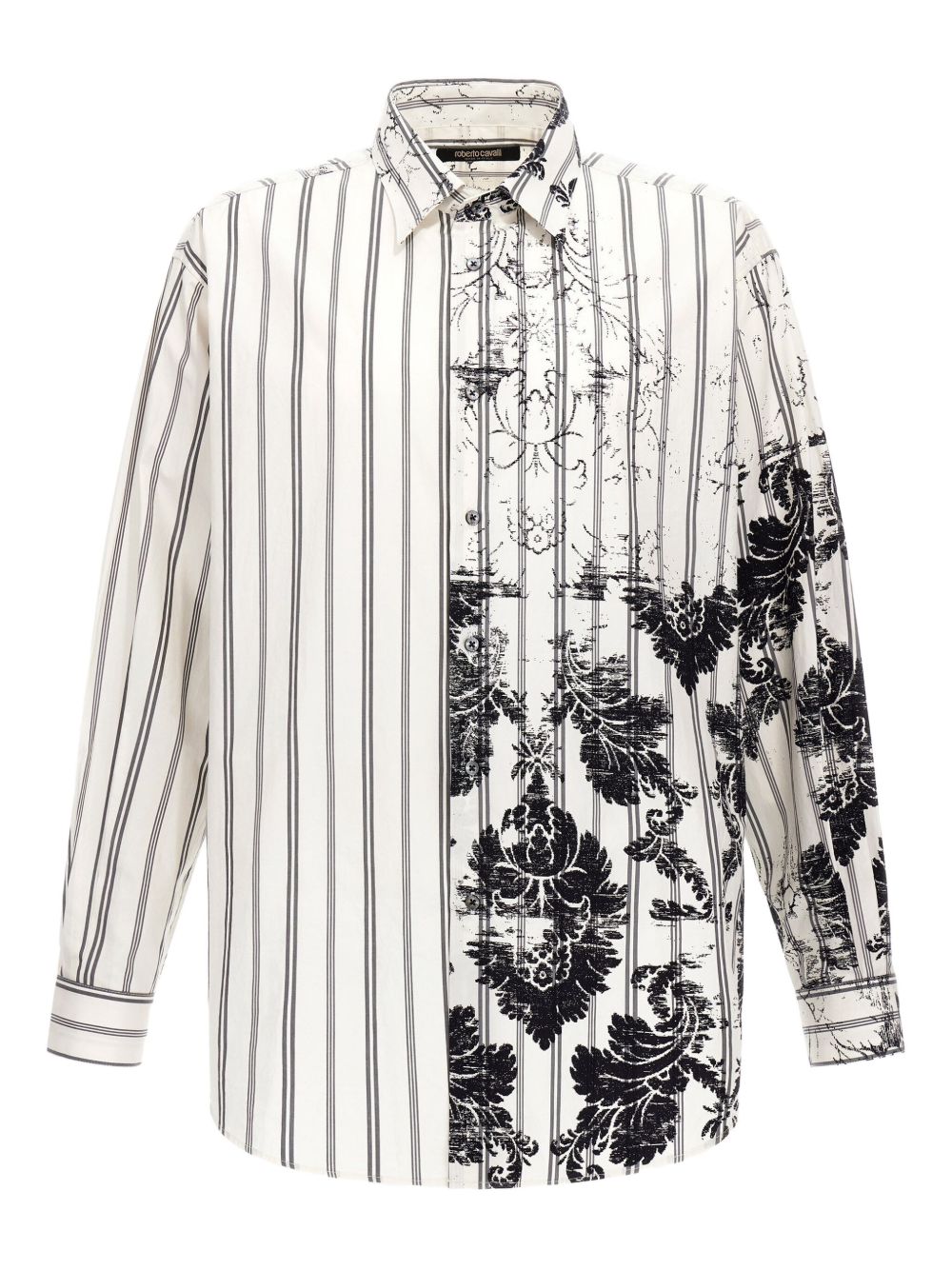 Broccato-print striped shirt - White