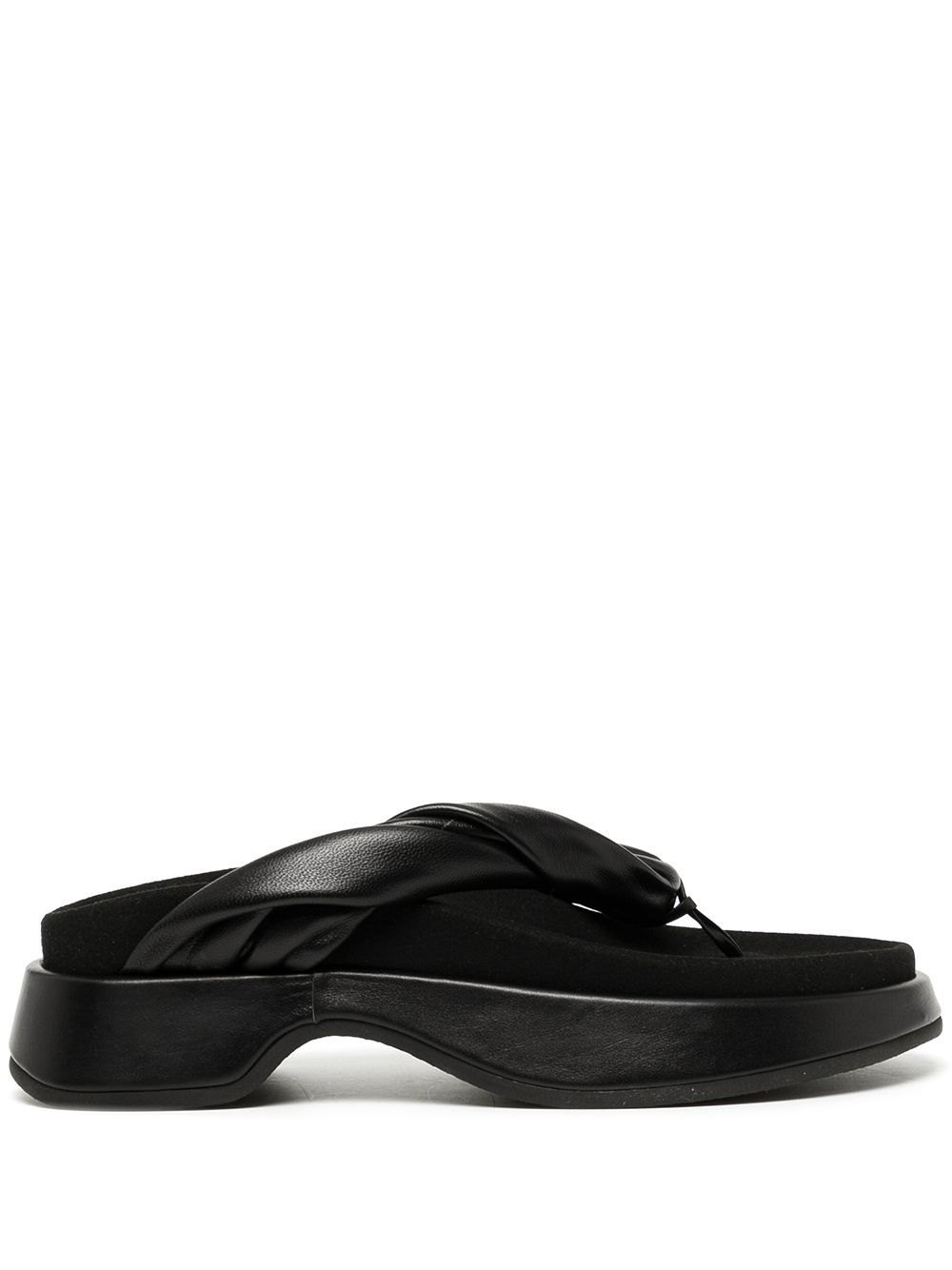 Twist-strap platform flip flops - Black
