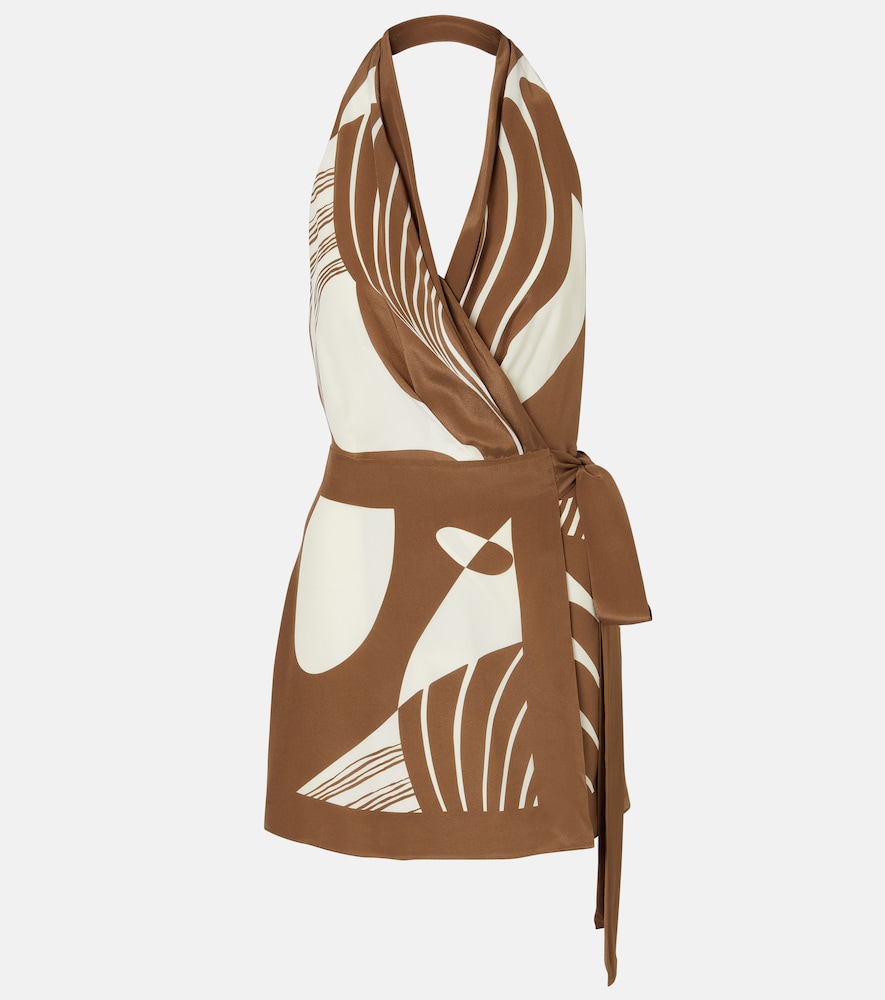 Almara printed silk wrap dress