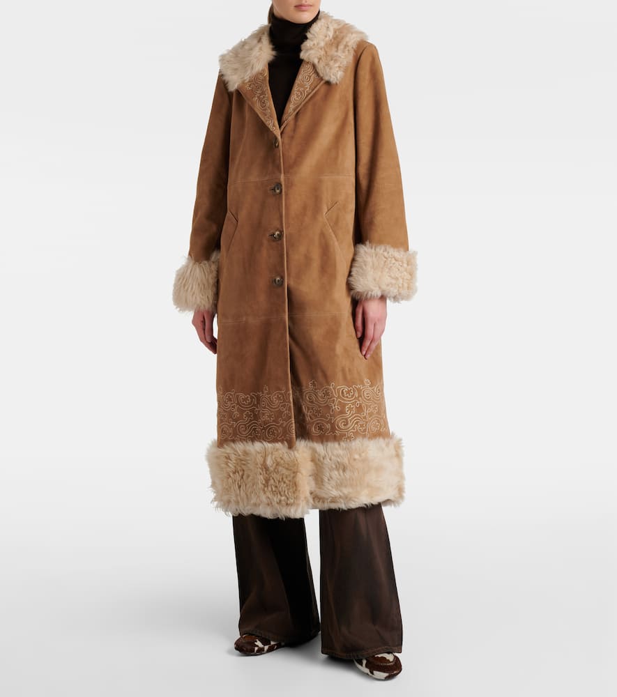 Cienna embroidered suede coat