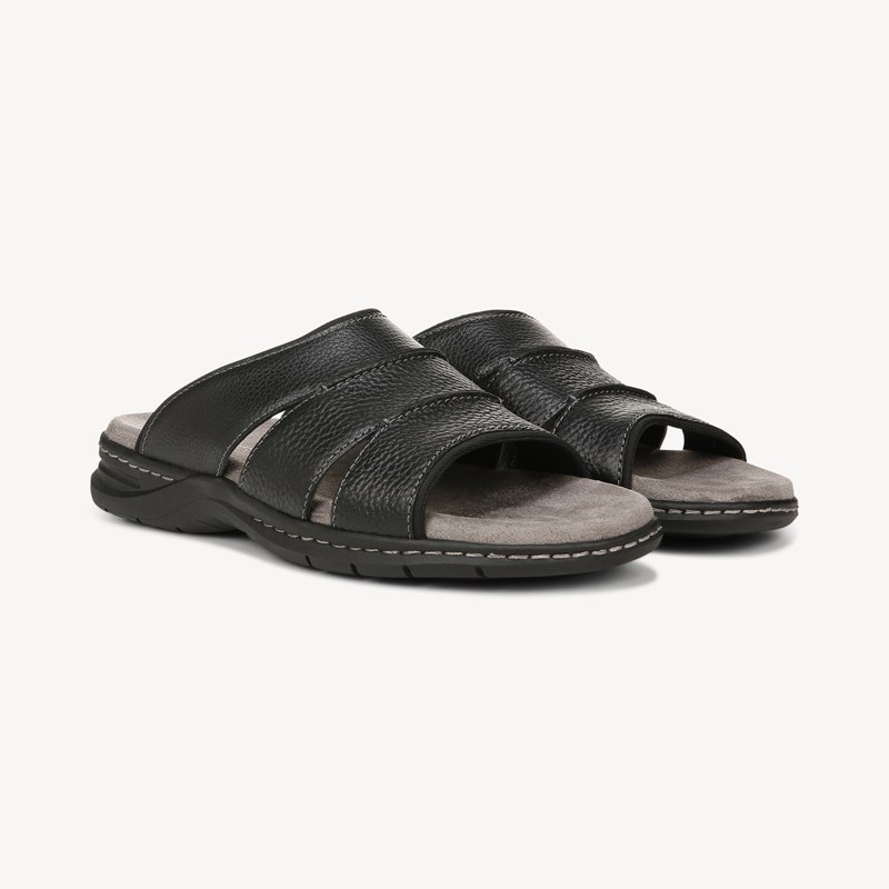 Men's Gordon Slide Sandal Black Leather DRSCH
