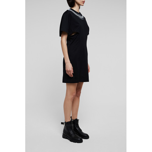 Chain-print T-shirt dress - Black