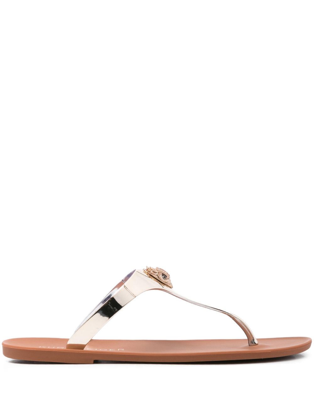 Metallic-embellished thong slippers - Gold