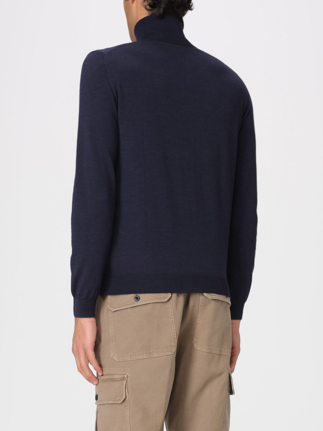 Turtleneck cuffed-sleeve sweater - Blue