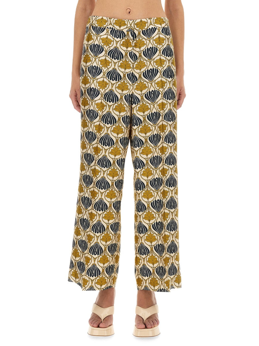 S MAX MARA Printed Silk Wide-leg Pants