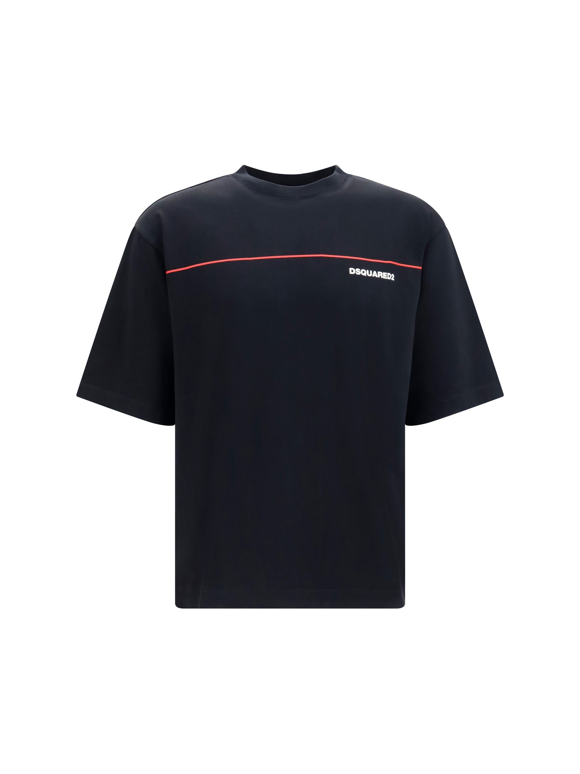 Logo & Stripe T-Shirt — Black