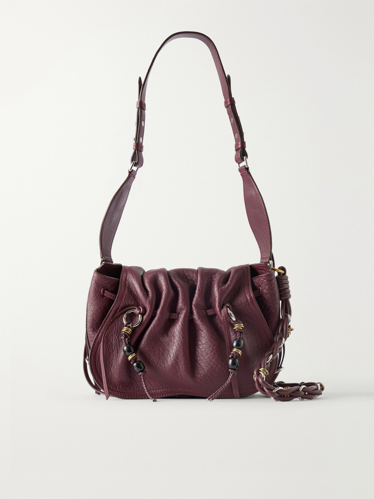 Bolton Embellished Tasseled Textured-leather Shoulder Bag
