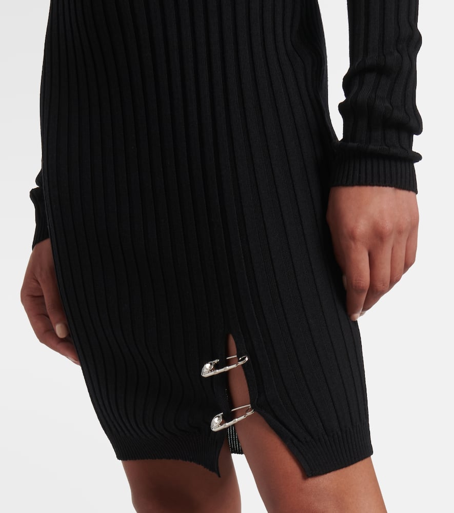 Safety Pin ribbed-knit minidress