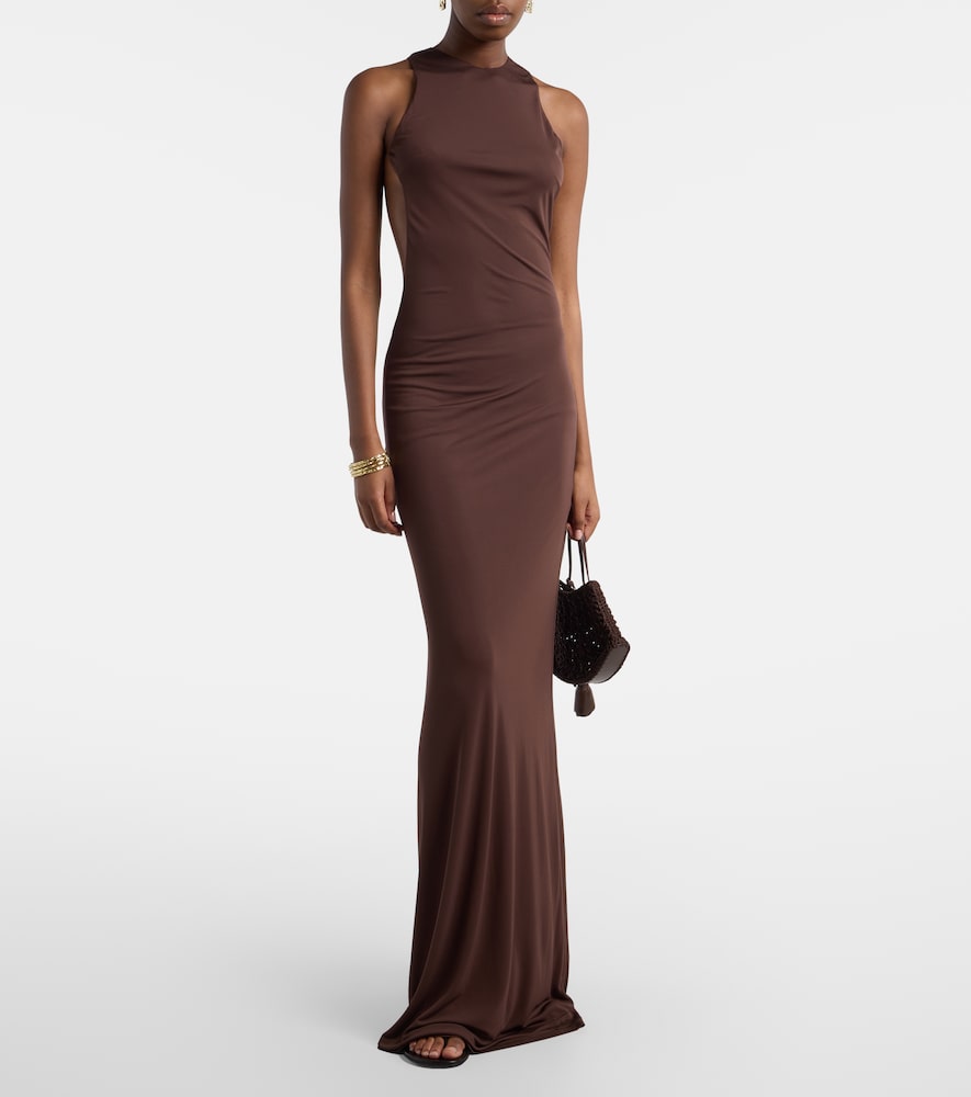 Maha beaded open-back jersey gown