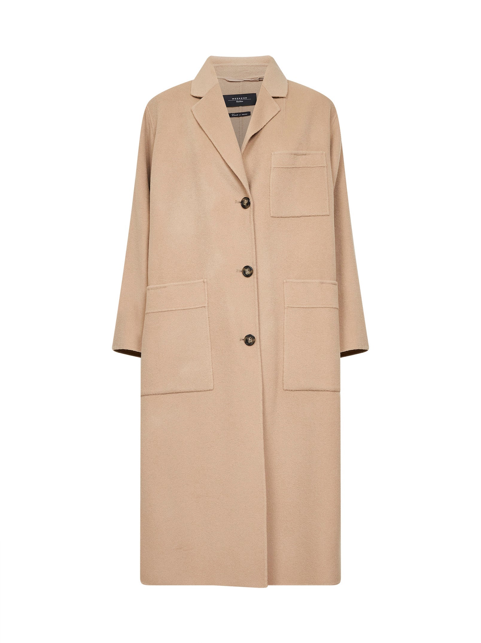 Virgin Wool Single-Breasted Coat — Beige