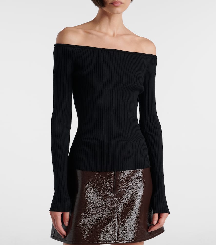 Courrèges Off-shoulder ribbed-knit top