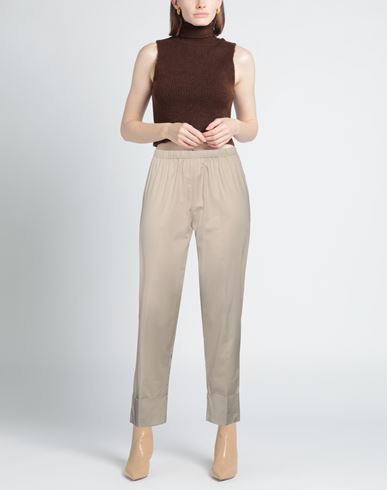 Woman Pants Beige Size S Cotton, Elastic fibres