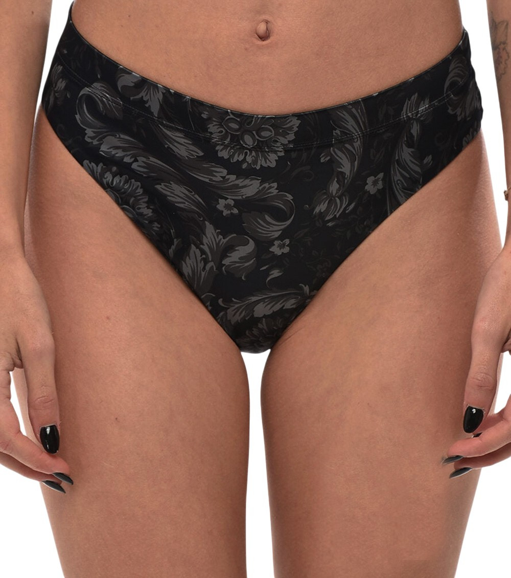 Black Printed Bikini Bottom Swimwear